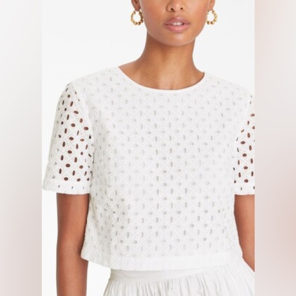 Tory Burch White Eyelet Crop Top